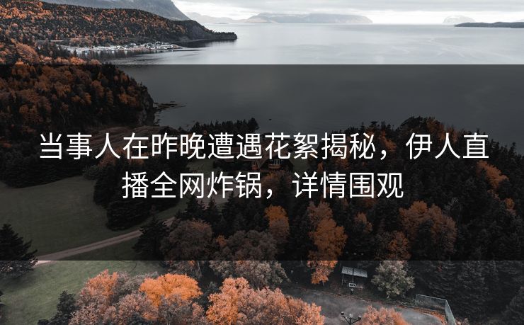 当事人在昨晚遭遇花絮揭秘，伊人直播全网炸锅，详情围观